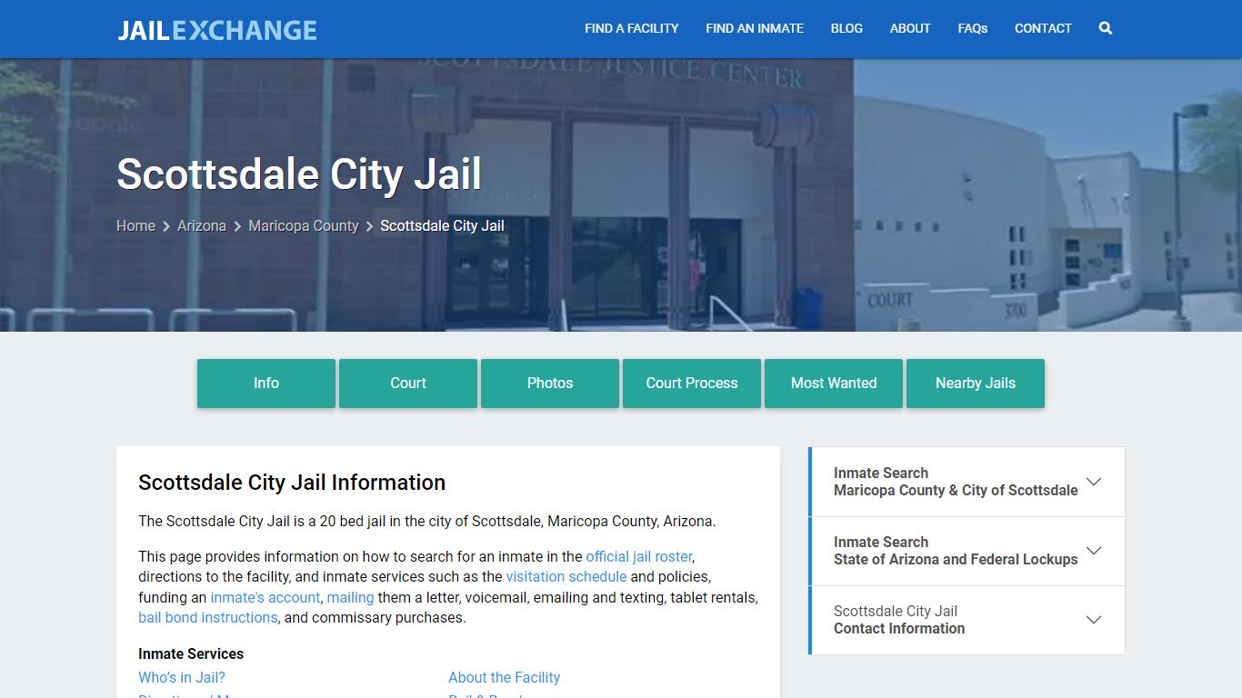 Scottsdale City Jail, AZ Inmate Search, Information